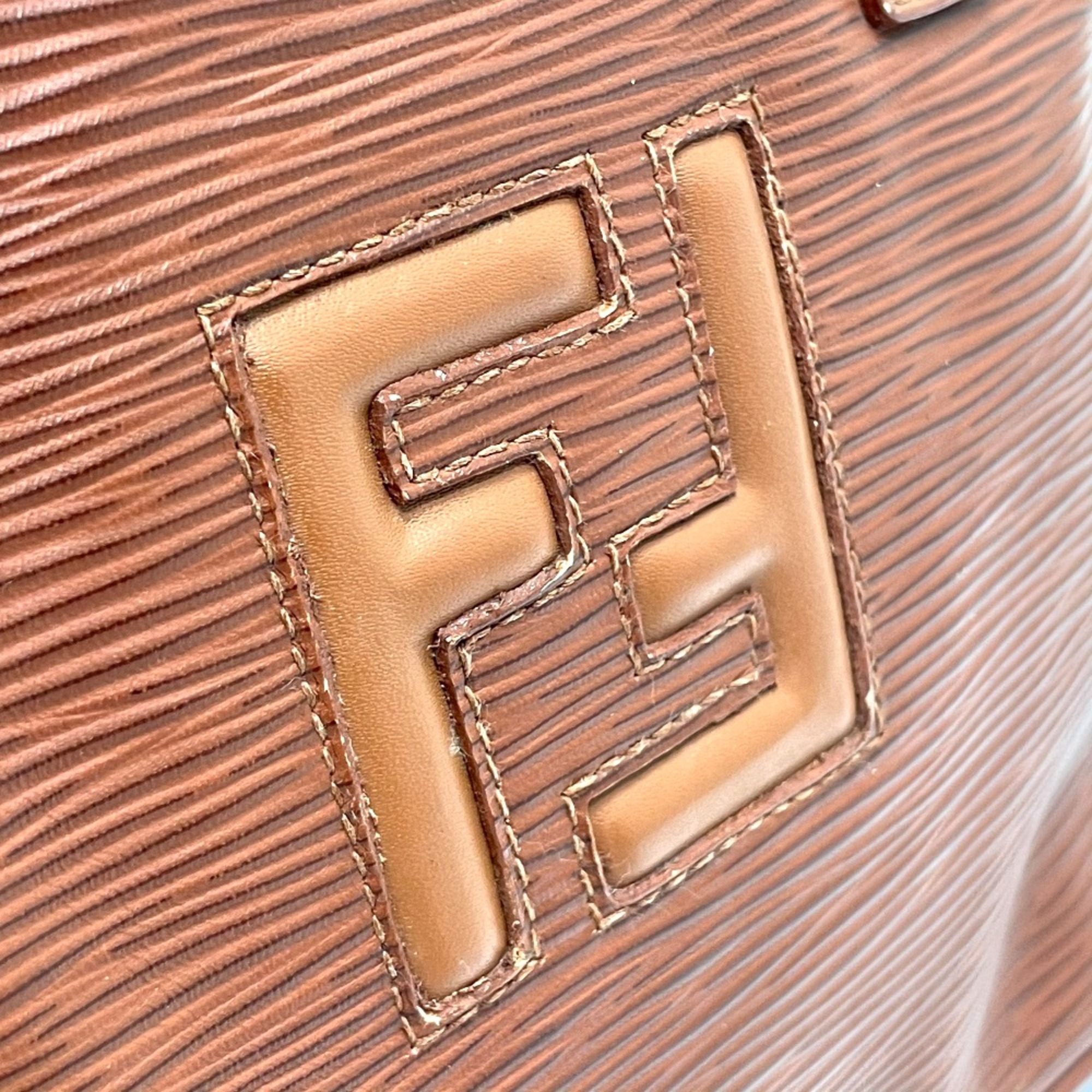 Fendi FF logo 2WAY Shoulder Bag Hand Bag Brown