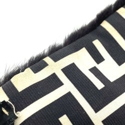 Fendi FNG470 FF Zucca Fur fringe Scarf Black