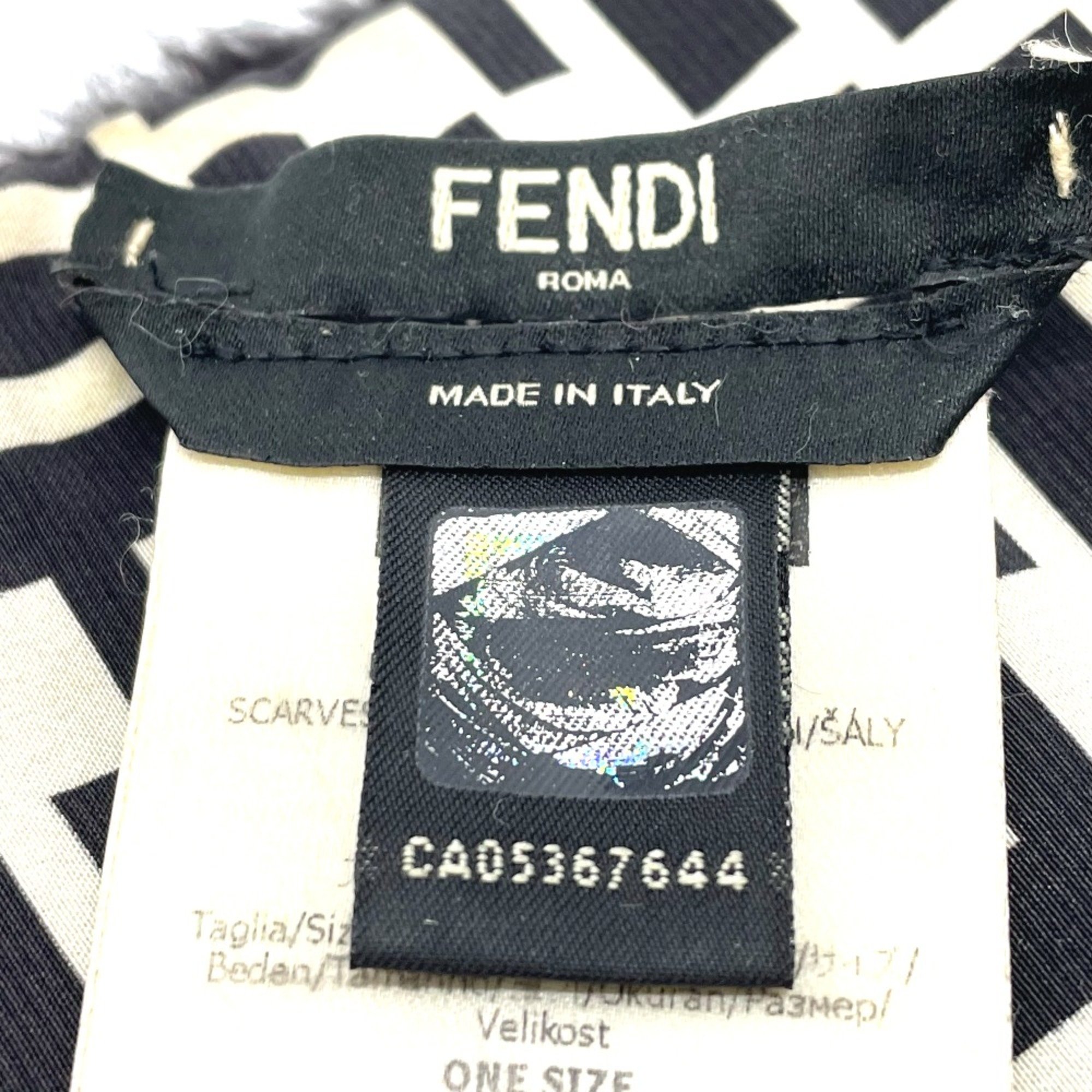 Fendi FNG470 FF Zucca Fur fringe Scarf Black