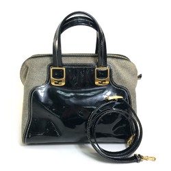 Fendi Enamel Crossbody Shoulder 2WAY Shoulder Bag Hand Bag BlackBased