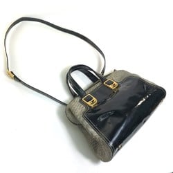 Fendi Enamel Crossbody Shoulder 2WAY Shoulder Bag Hand Bag BlackBased