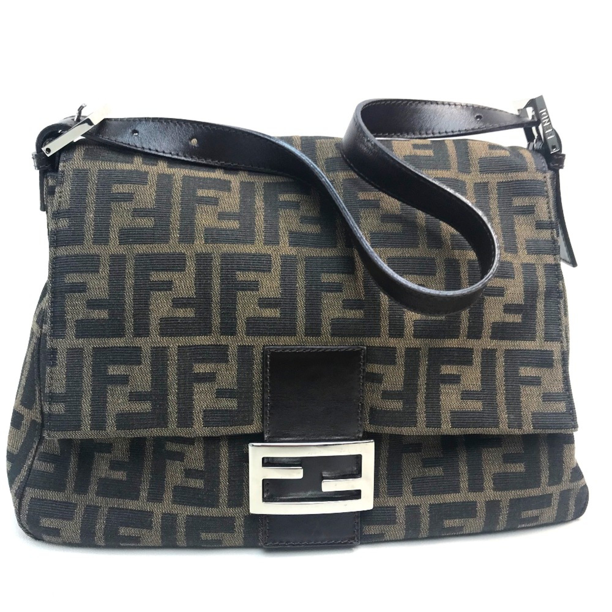 Fendi Zucca FF pattern Bag Hand Bag Shoulder Bag Brown Brown