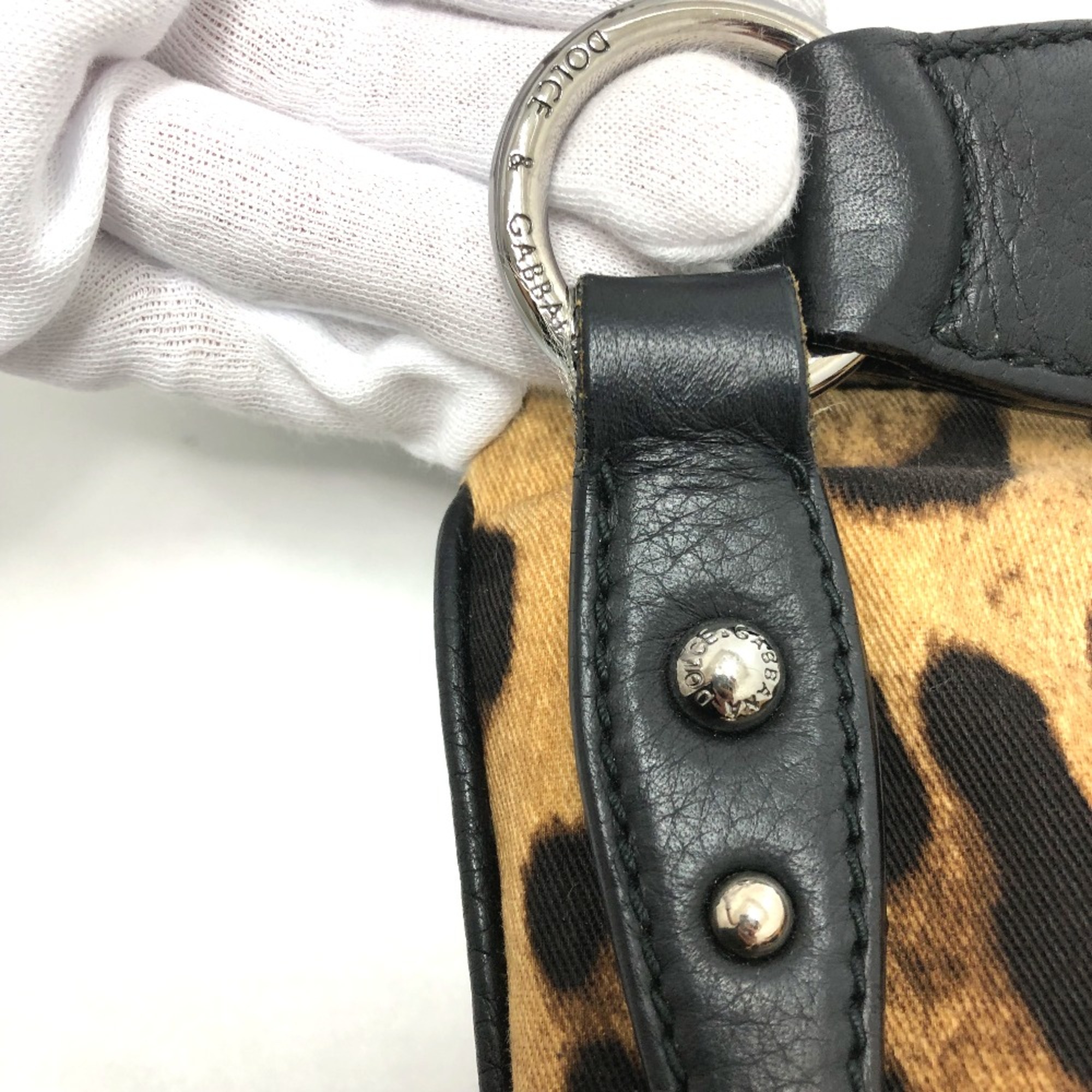 DOLCE&GABBANA Leopard Bag Shoulder Bag Brown SilverHardware