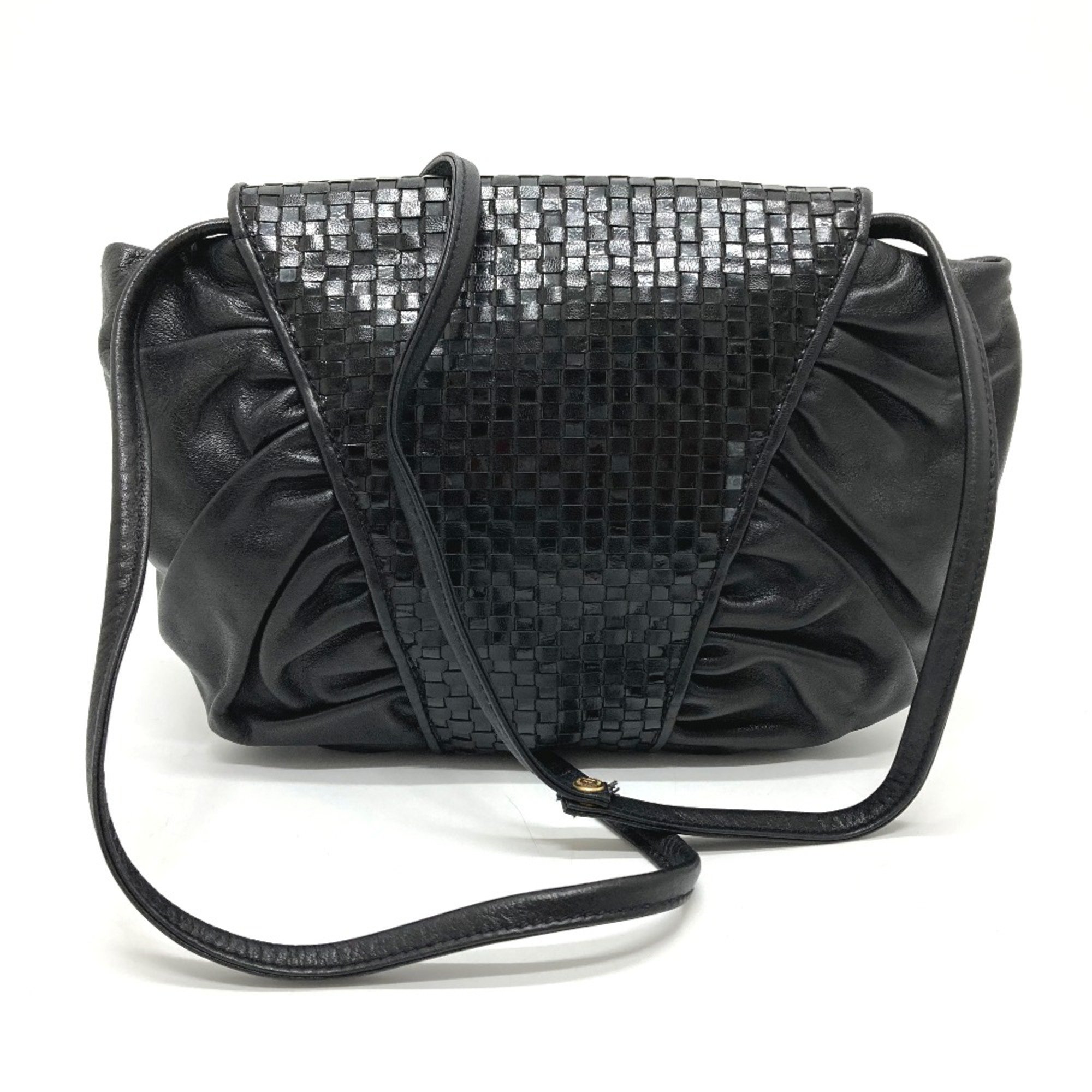 Fendi Quilted Gather Bag Crossbody 2WAY Shoulder Bag Black