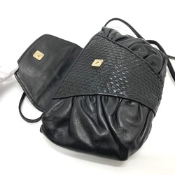 Fendi Quilted Gather Bag Crossbody 2WAY Shoulder Bag Black