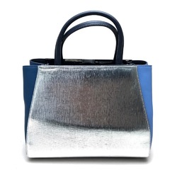 Fendi 8BH253 PETITE 2 JOURS Bag Hand Bag Shoulder Bag Hand Bag blue Silver