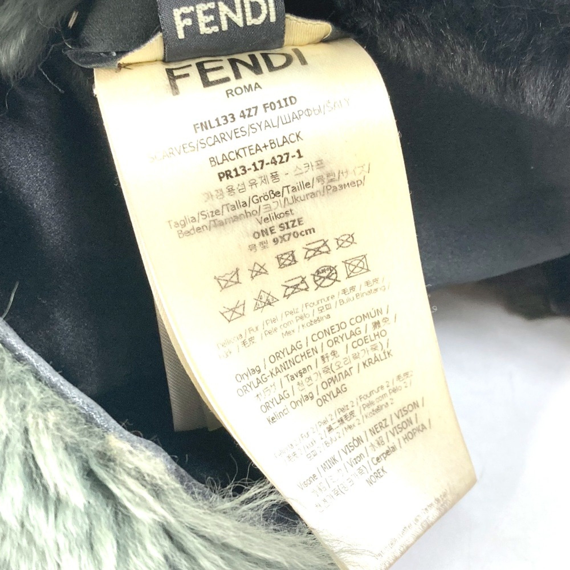 Fendi FNL133 fur Floral Scarf Green Black