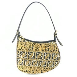 Fendi 8BR248 Zucca FF pattern bag pouch one shoulder Hand Bag Yellow Beige x Black GoldHardware