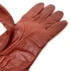 Fendi FF logo Leather Glove Bordeaux Based x Orange