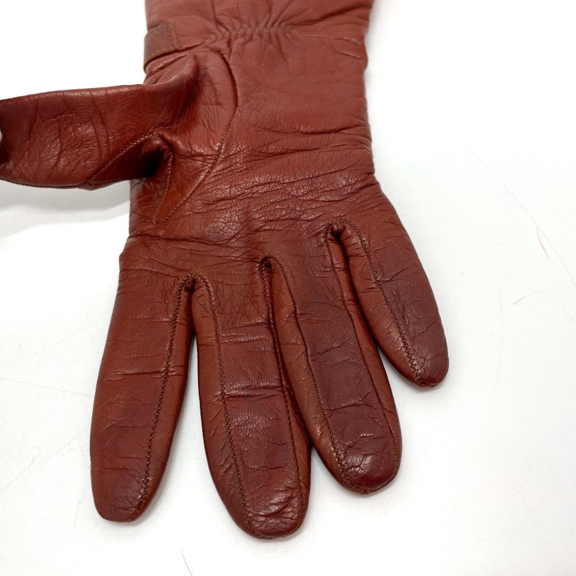 Fendi FF logo Leather Glove Bordeaux Based x Orange