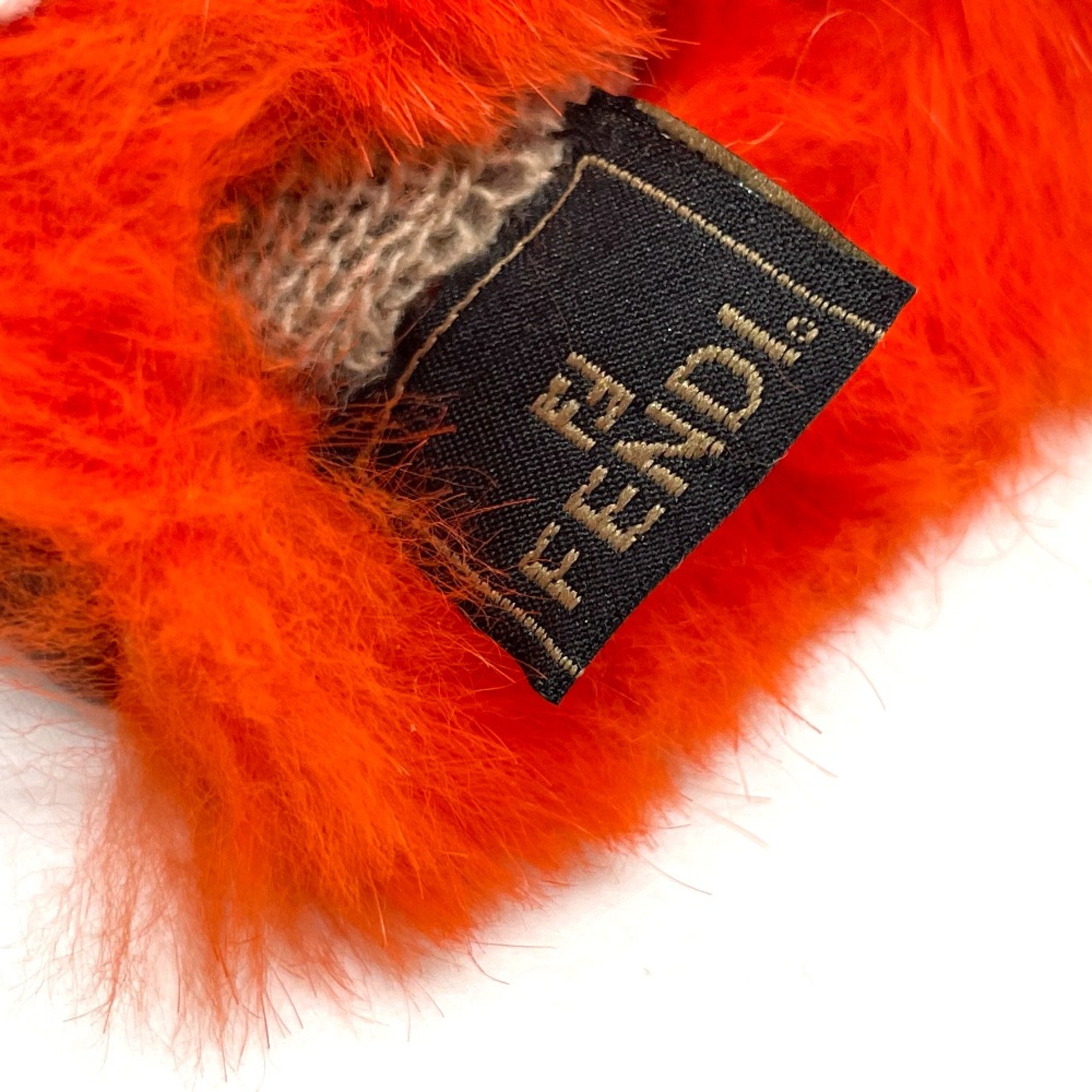 Fendi FF logo Leather Glove Bordeaux Based x Orange