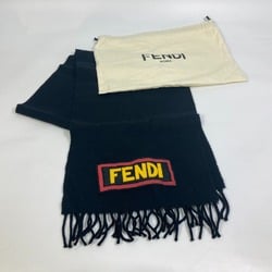 Fendi FXS124 apparel Logo patch Scarf Black