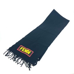 Fendi FXS124 apparel Logo patch Scarf Black