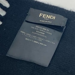 Fendi FXS124 apparel Logo patch Scarf Black