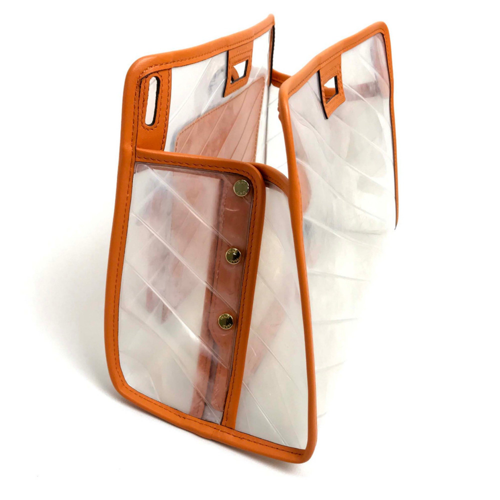 Fendi Customization Bag Peekaboo Cover Hand Bag Orange x clear