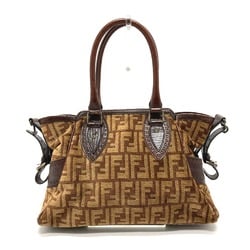 Fendi Zucca FF pattern logo Bag Semi-Shoulder Bag Handbag Hand Bag Brown