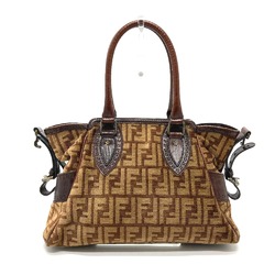 Fendi Zucca FF pattern logo Bag Semi-Shoulder Bag Handbag Hand Bag Brown