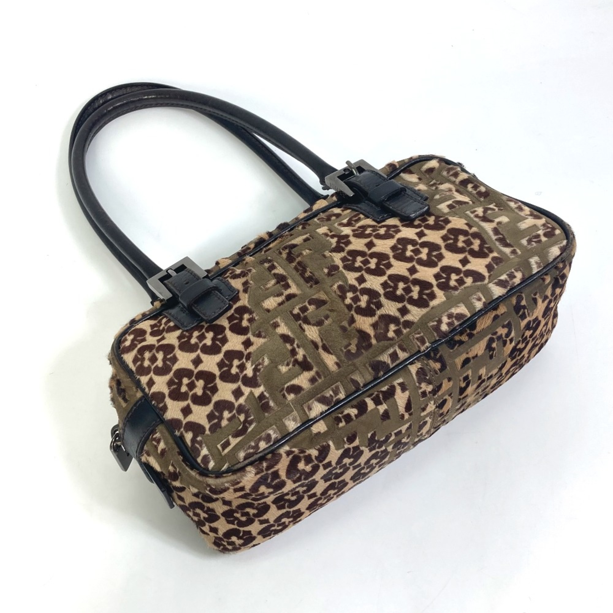 Fendi 8BN004 Leopard Bag Hand Bag Brown