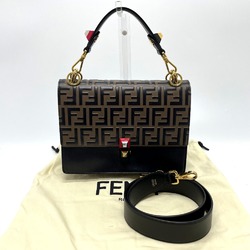 Fendi 8BT283 FF Zucca 2WAY Shoulder Bag Hand Bag Brown x Black