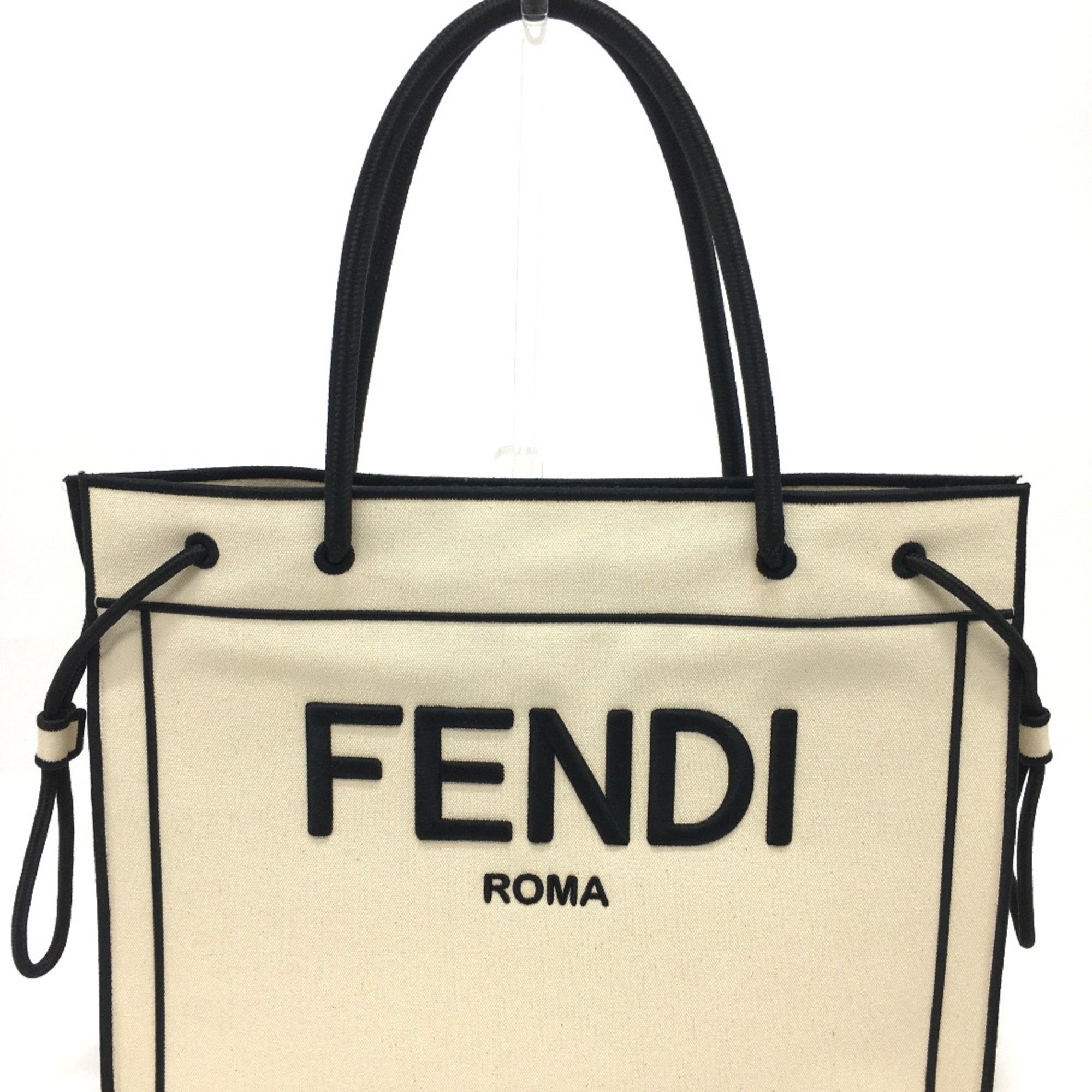 Fendi 8BH379 bag large Tote Bag Gresso Natural Beige & Black Beige x Black