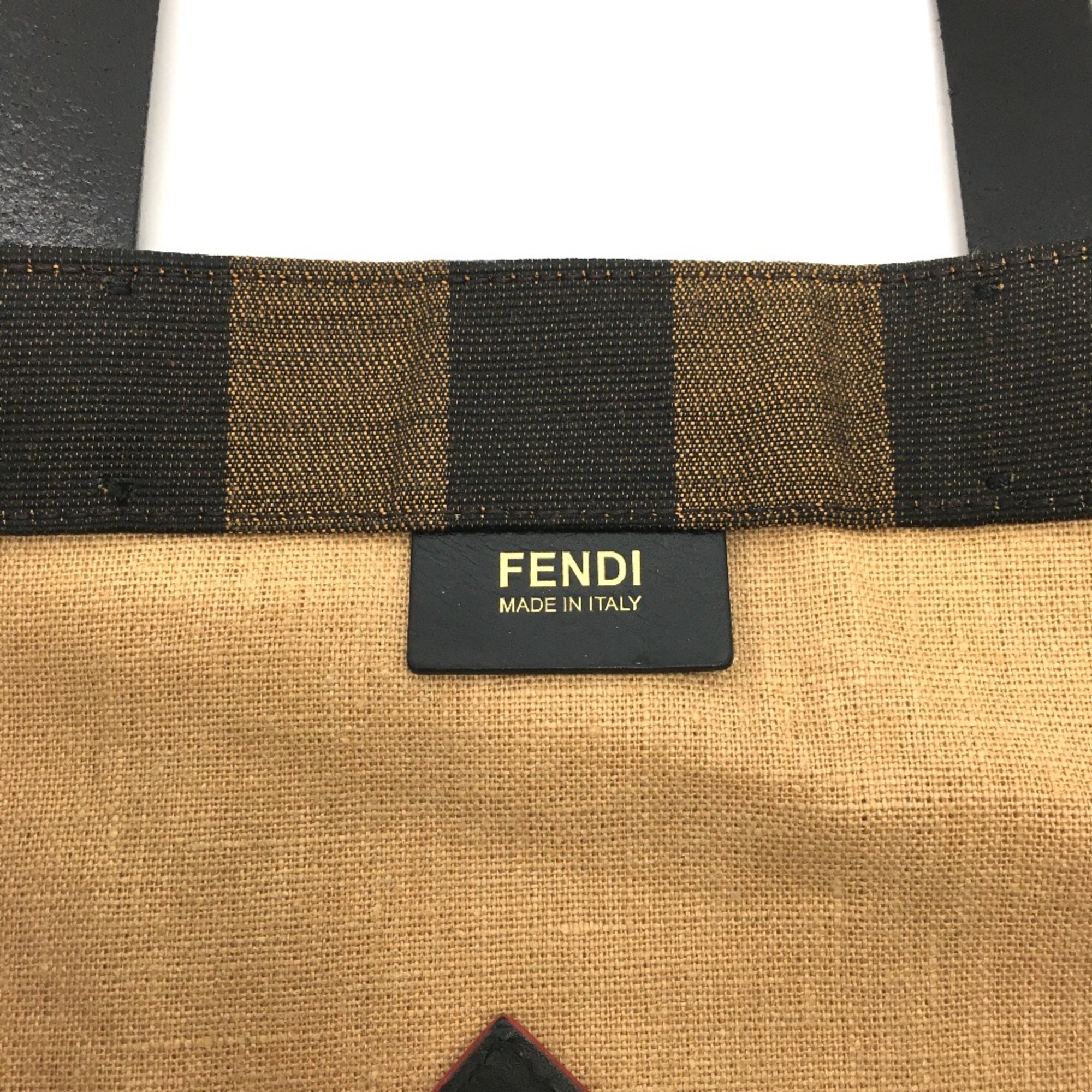 Fendi 8BH252 Shopping bag With bag pouch Tote Bag Brown x Black x Red