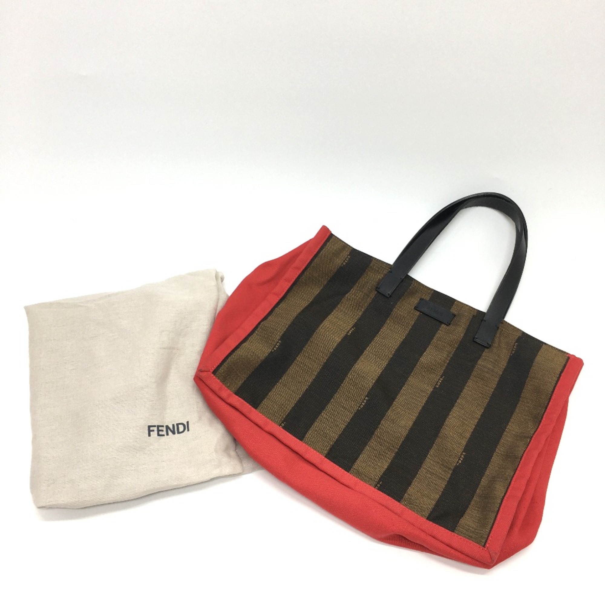 Fendi 8BH252 Shopping bag With bag pouch Tote Bag Brown x Black x Red