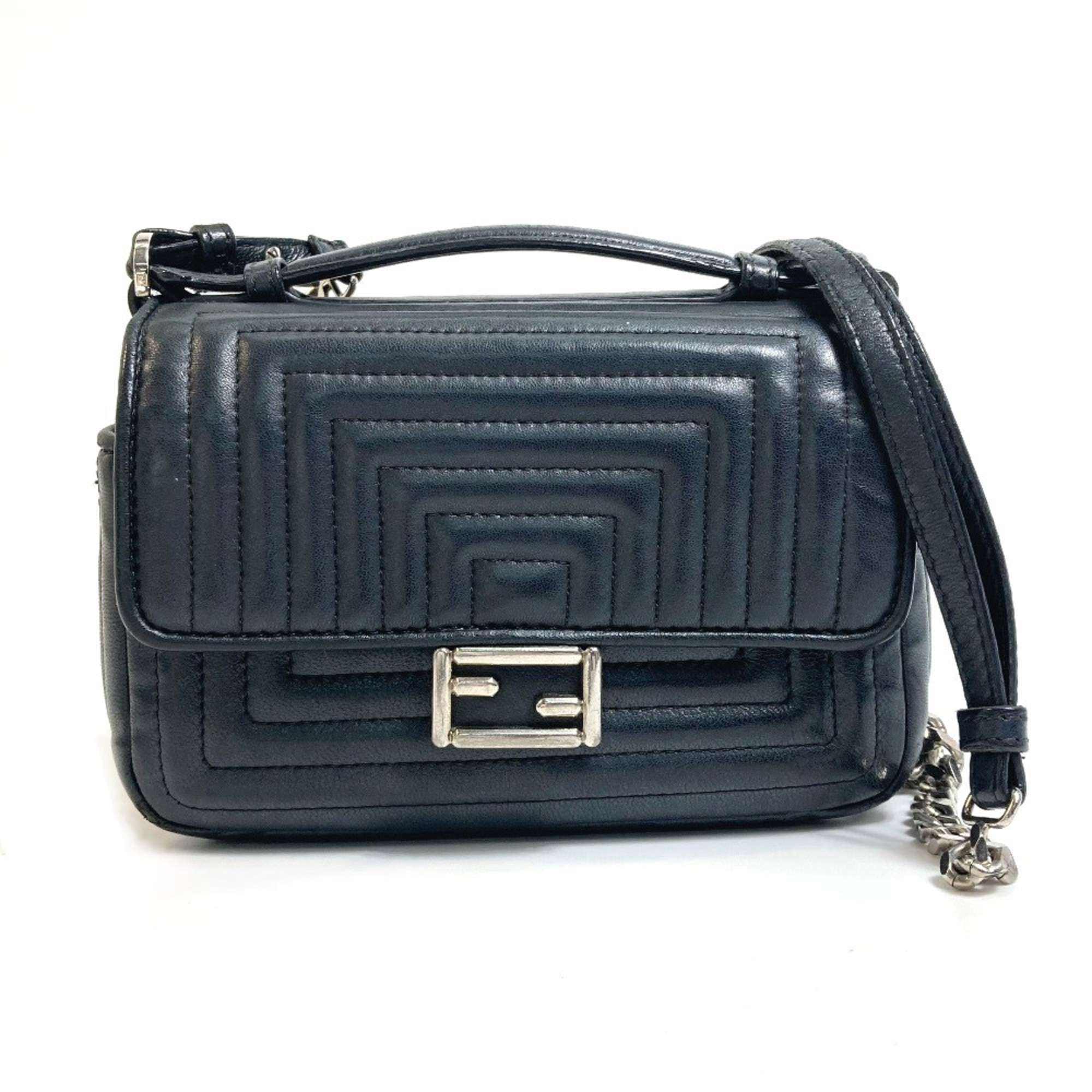 Fendi 8M0371 Pochette Crossbody Bag 2WAY Mini Hand Bag Shoulder Bag Black