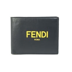 Fendi 7M0001 logo Wallet Folded wallet Black x Yellow