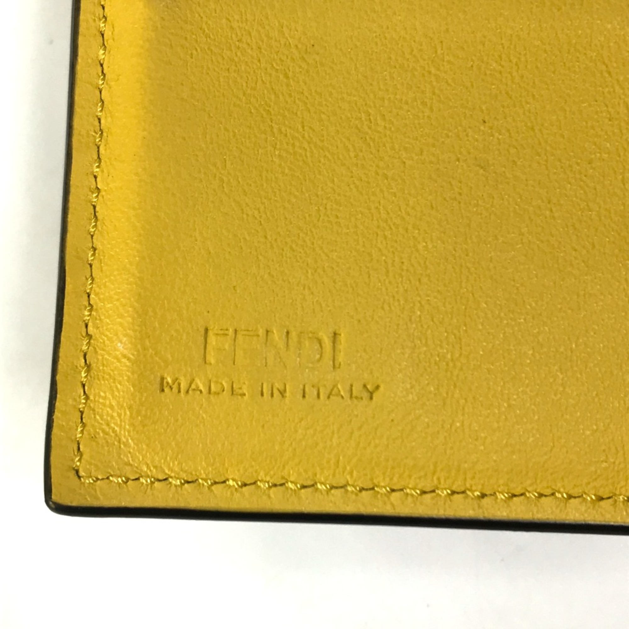 Fendi 7M0001 logo Wallet Folded wallet Black x Yellow