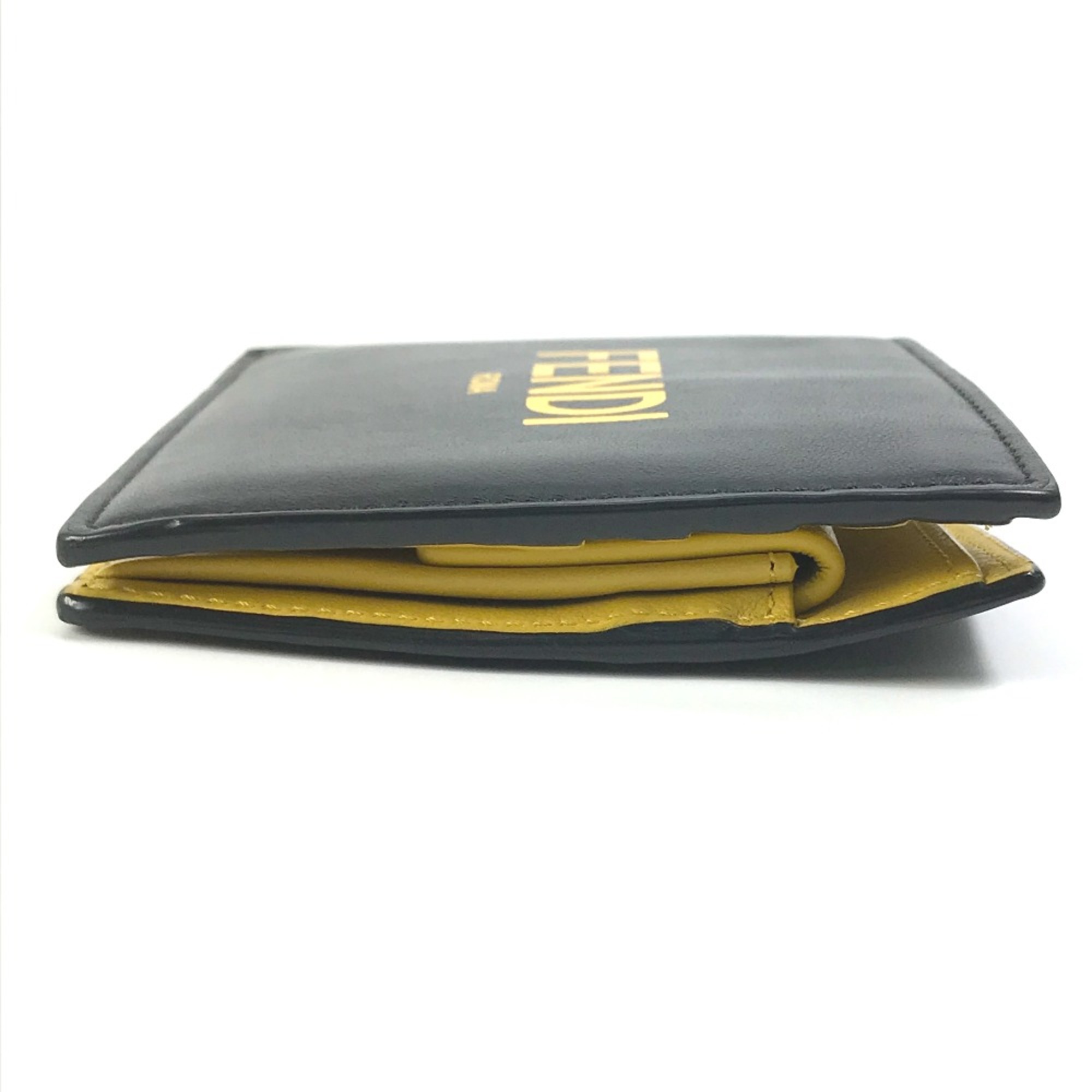 Fendi 7M0001 logo Wallet Folded wallet Black x Yellow