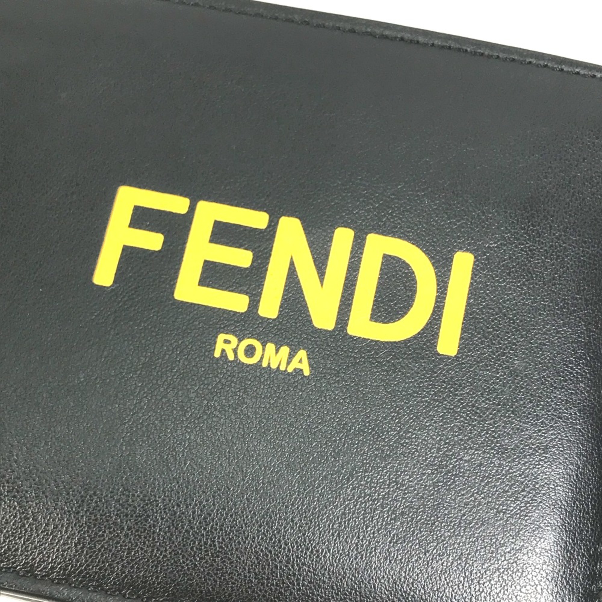 Fendi 7M0001 logo Wallet Folded wallet Black x Yellow