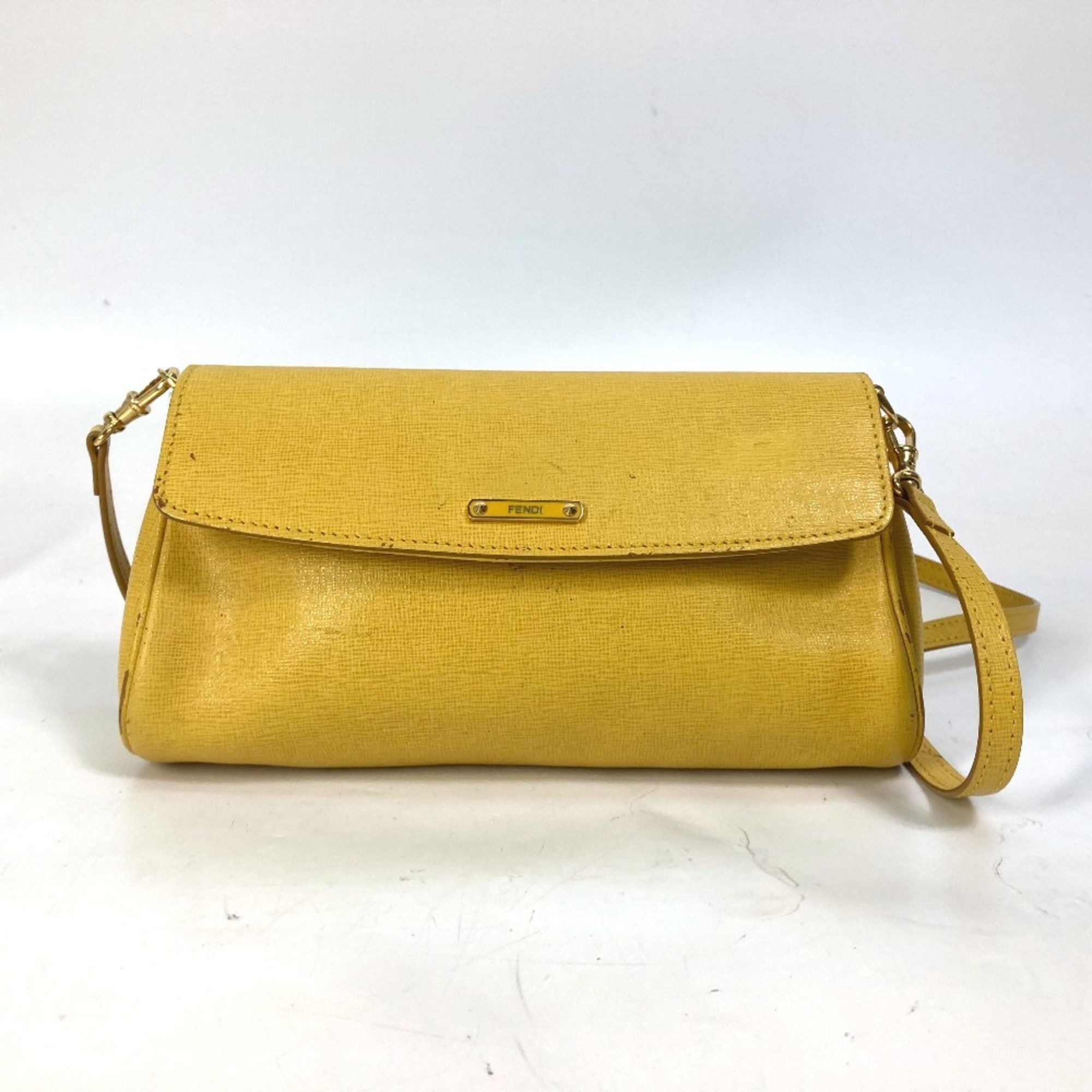 Fendi 8M0327 2WAY Clutch bag Pochette Crossbody Shoulder Bag yellow