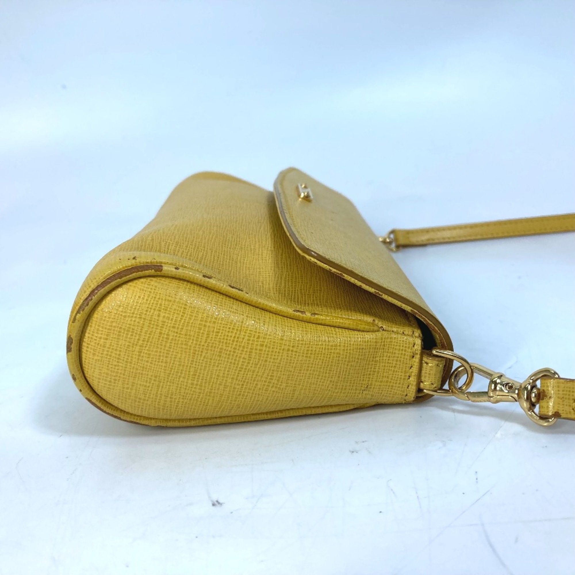 Fendi 8M0327 2WAY Clutch bag Pochette Crossbody Shoulder Bag yellow