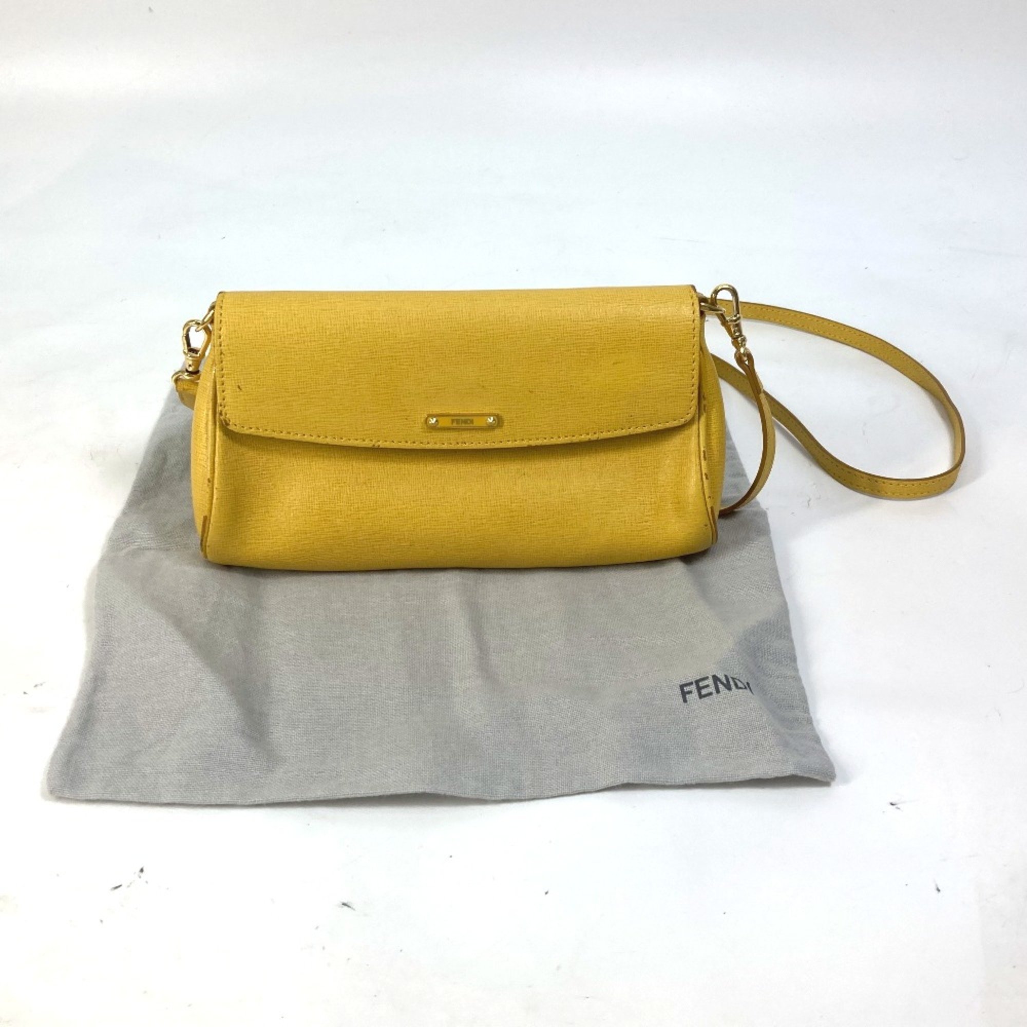 Fendi 8M0327 2WAY Clutch bag Pochette Crossbody Shoulder Bag yellow