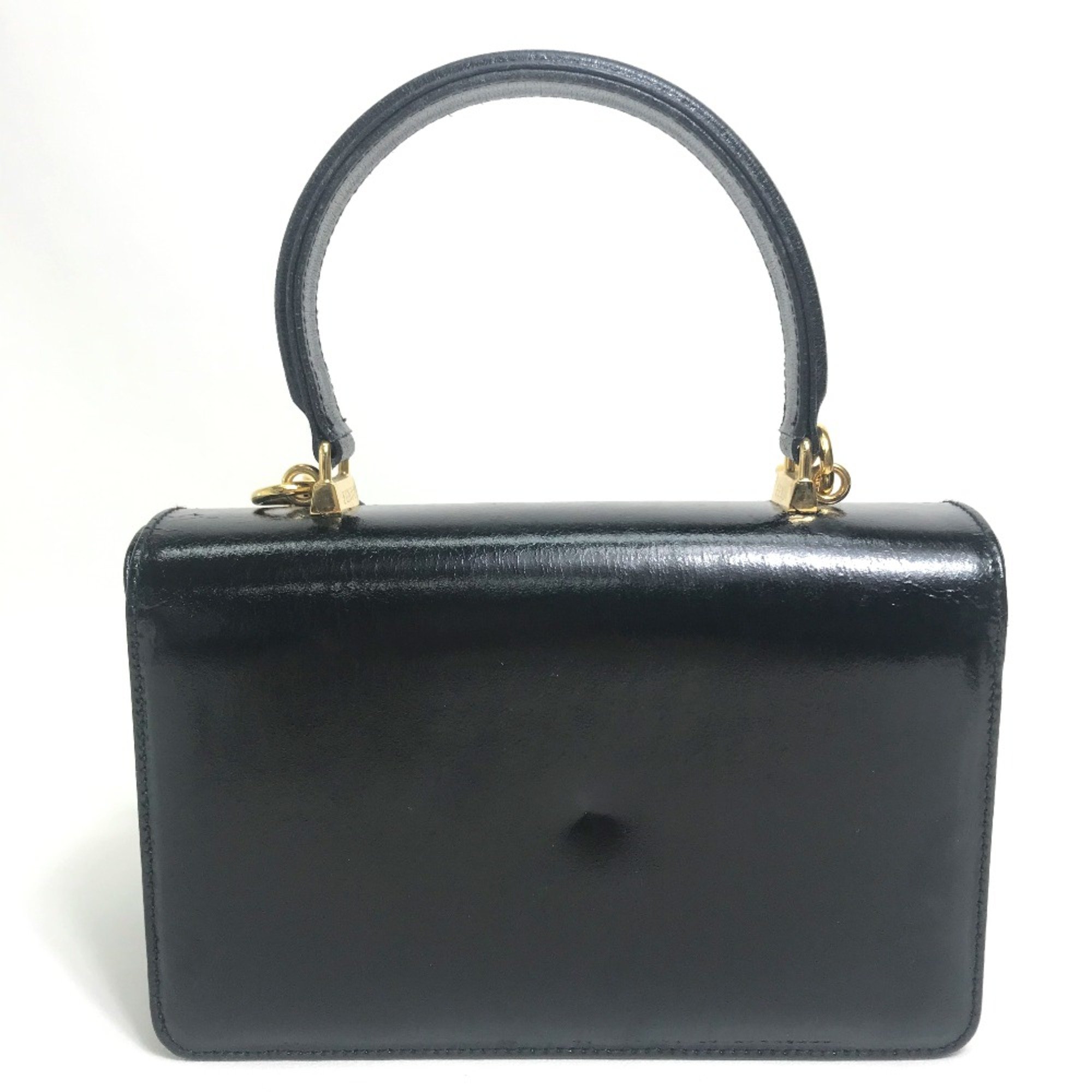 Fendi Vintage old 2WAY Shoulder Bag Hand Bag Black GoldHardware