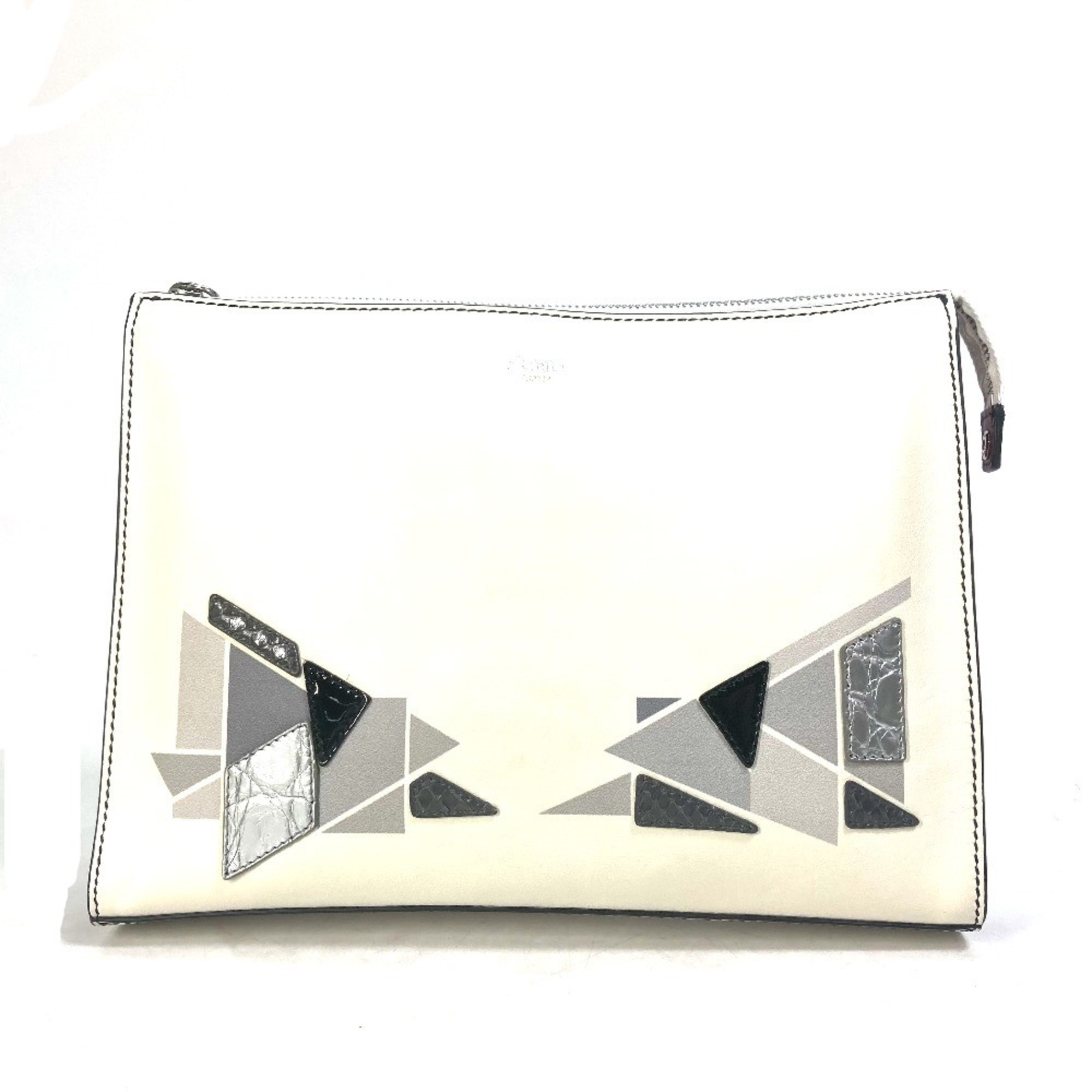 Fendi 7VA433 Pouch Bag Clutch bag White gray