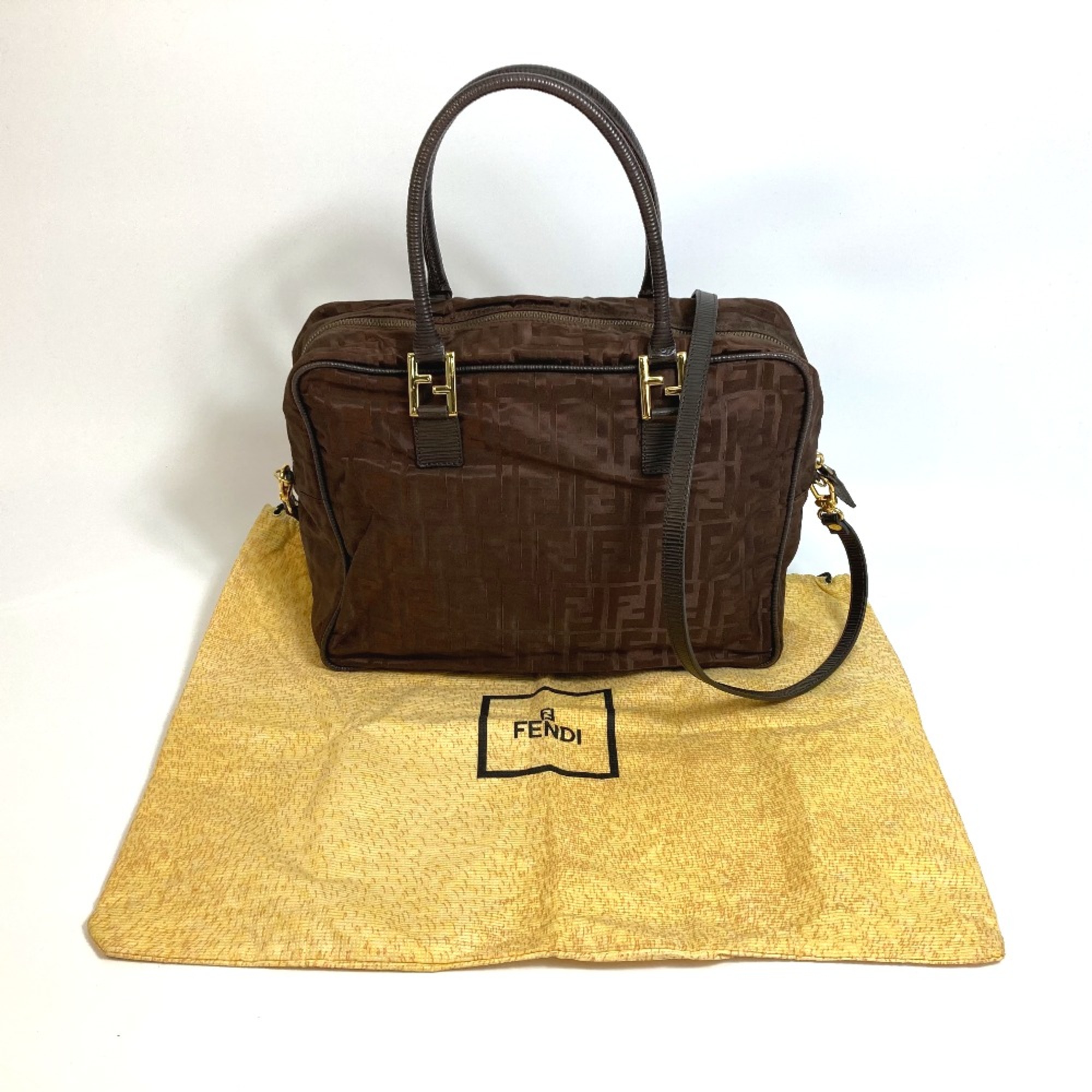 Fendi 2WAY Shoulder Bag Tote Bag Brown