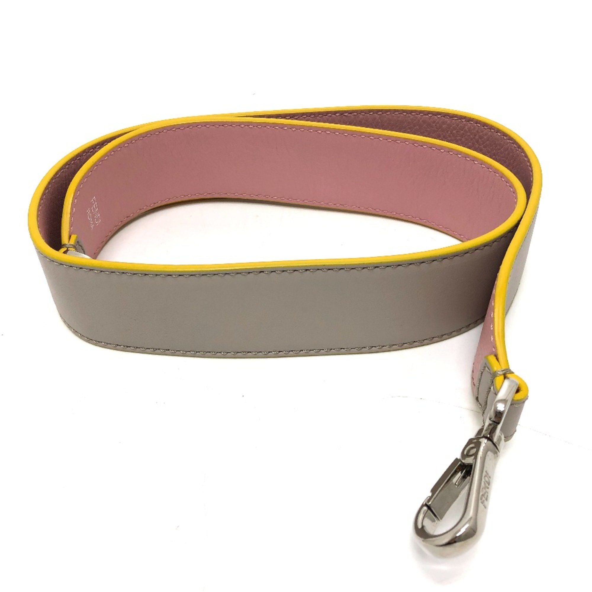 Fendi Strap only logo Shoulder strap Gray /pink SilverHardware