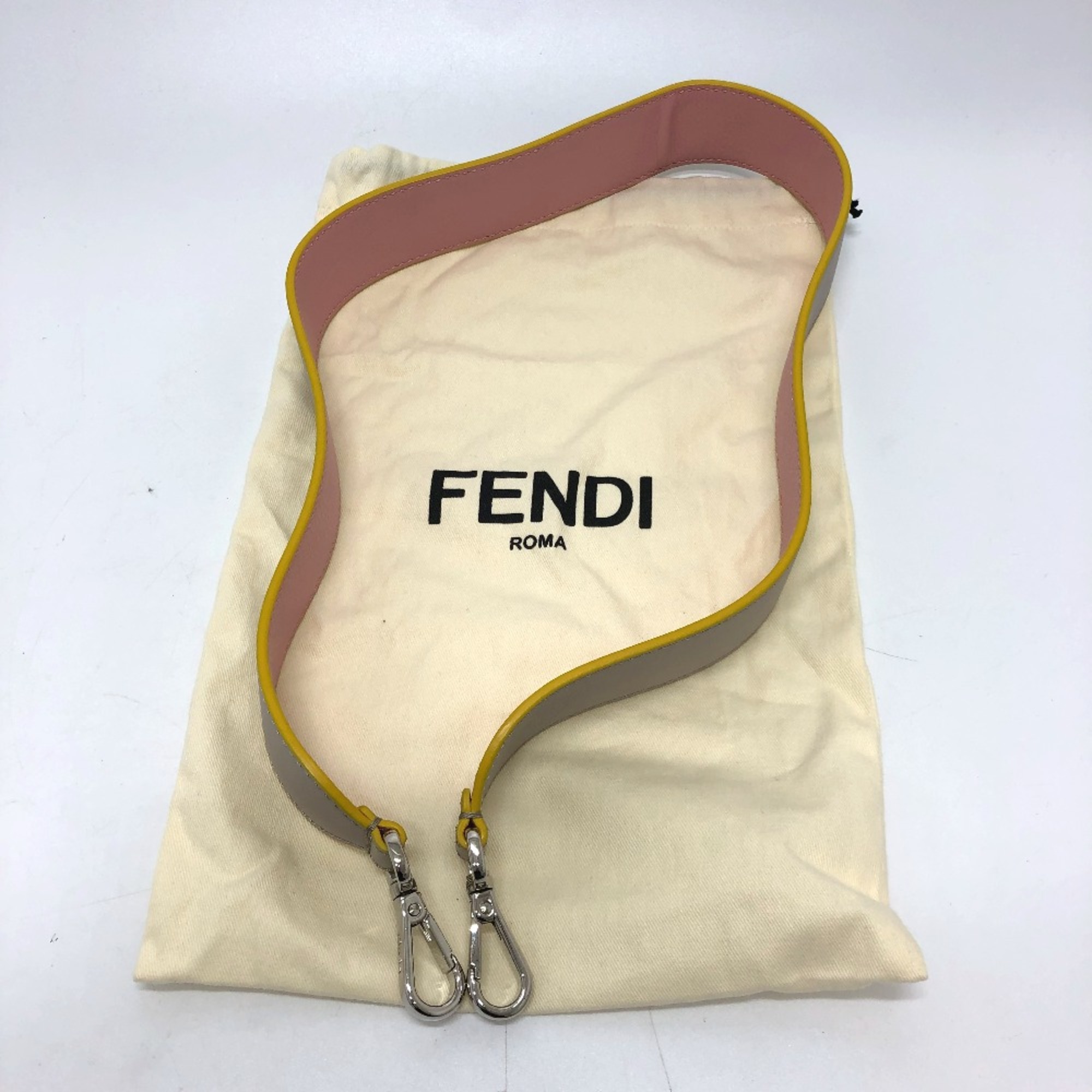 Fendi Strap only logo Shoulder strap Gray /pink SilverHardware