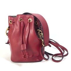 Fendi 8BS010 FFHardware Drawstring Bucket 2WAY Hand Bag Pochette Crossbody Shoulder Bag Red