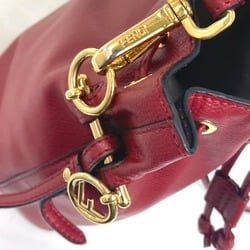 Fendi 8BS010 FFHardware Drawstring Bucket 2WAY Hand Bag Pochette Crossbody Shoulder Bag Red