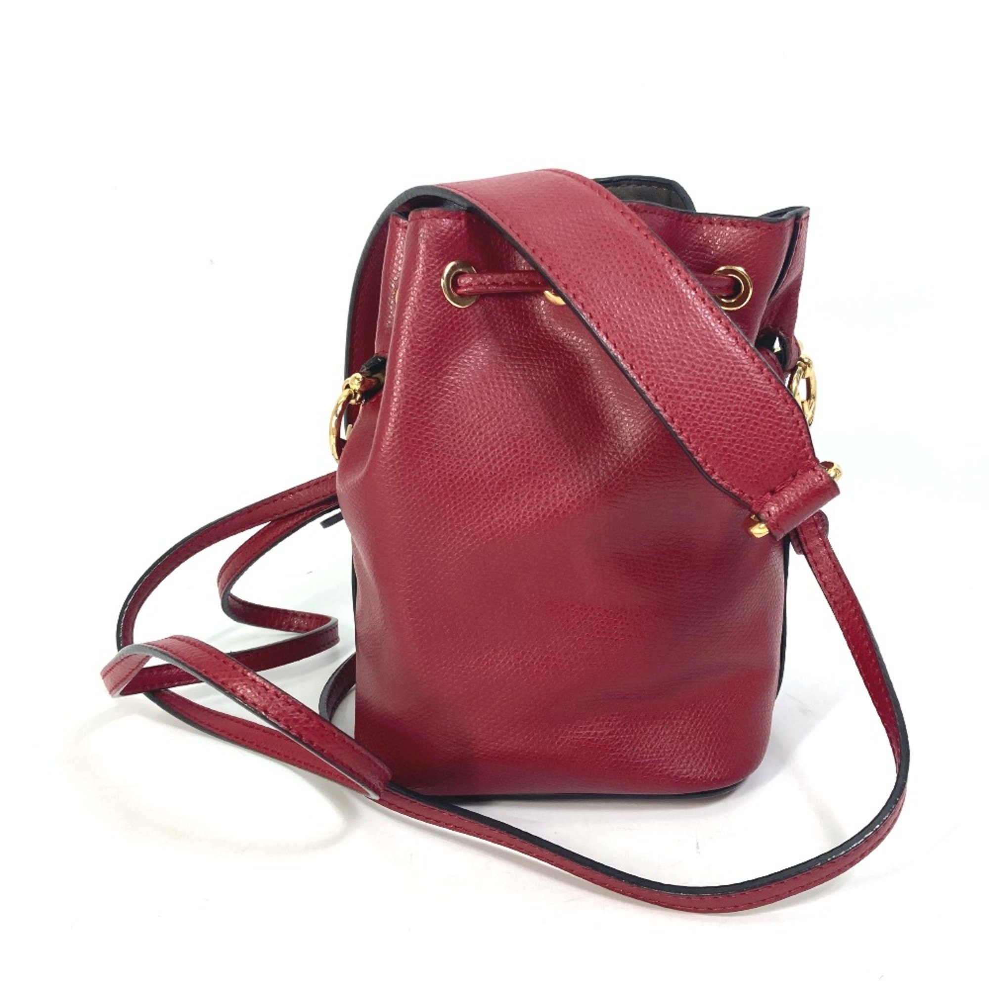 Fendi 8BS010 FFHardware Drawstring Bucket 2WAY Hand Bag Pochette Crossbody Shoulder Bag Red