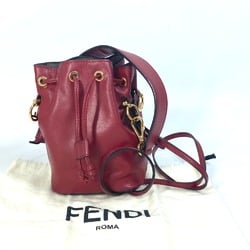 Fendi 8BS010 FFHardware Drawstring Bucket 2WAY Hand Bag Pochette Crossbody Shoulder Bag Red