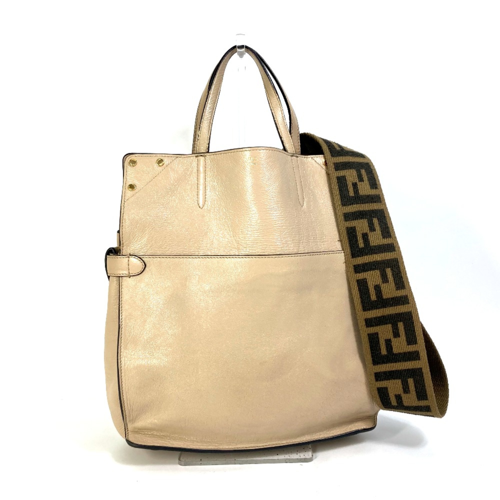 Fendi 8BT303 Zucca Hand Bag 2WAY bag Crossbody Shoulder Bag Beige