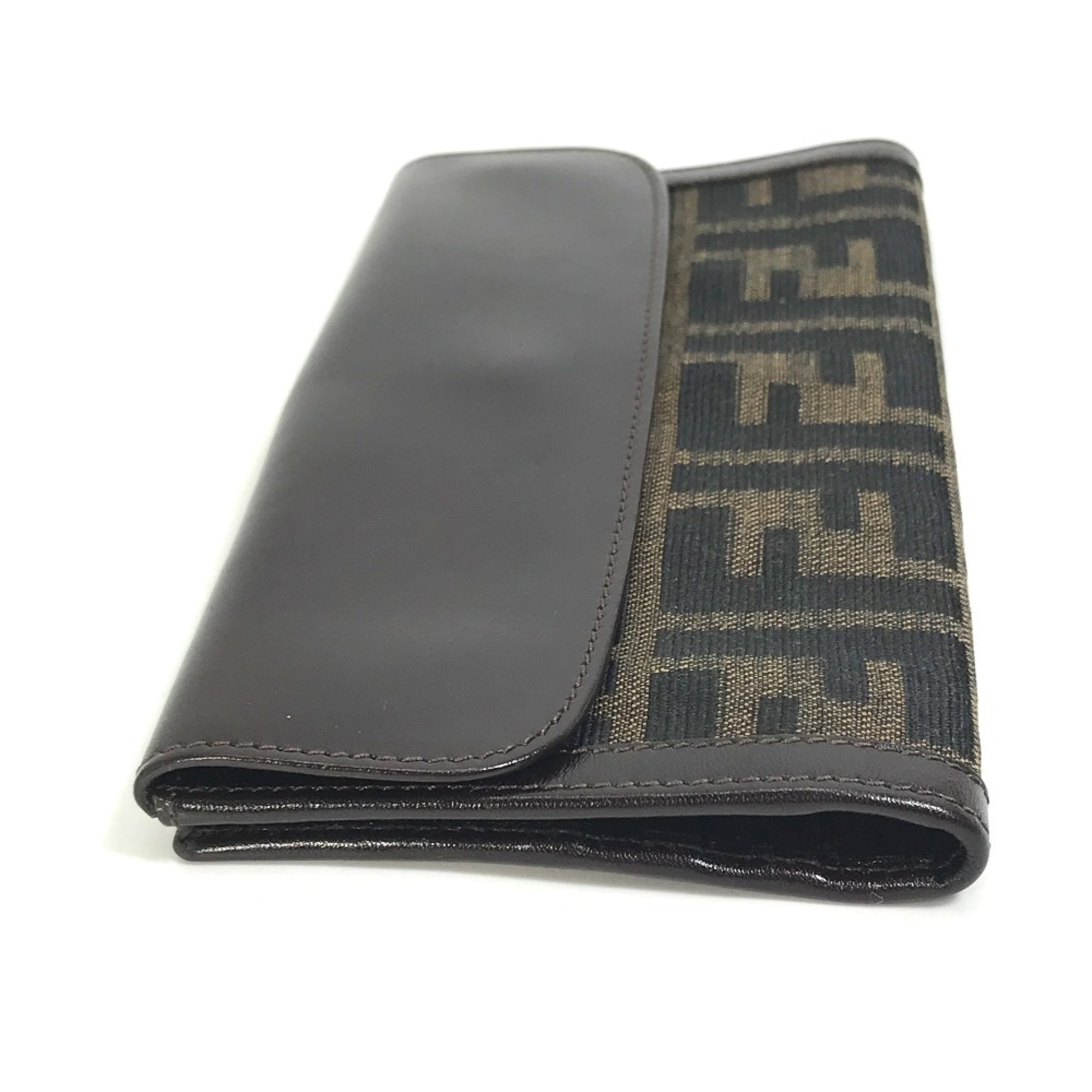 Fendi 2804-01339 Zucca Double Snap Long Wallet Brown