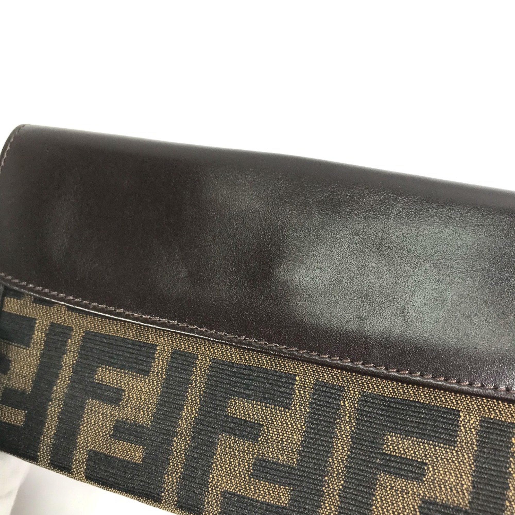 Fendi 2804-01339 Zucca Double Snap Long Wallet Brown