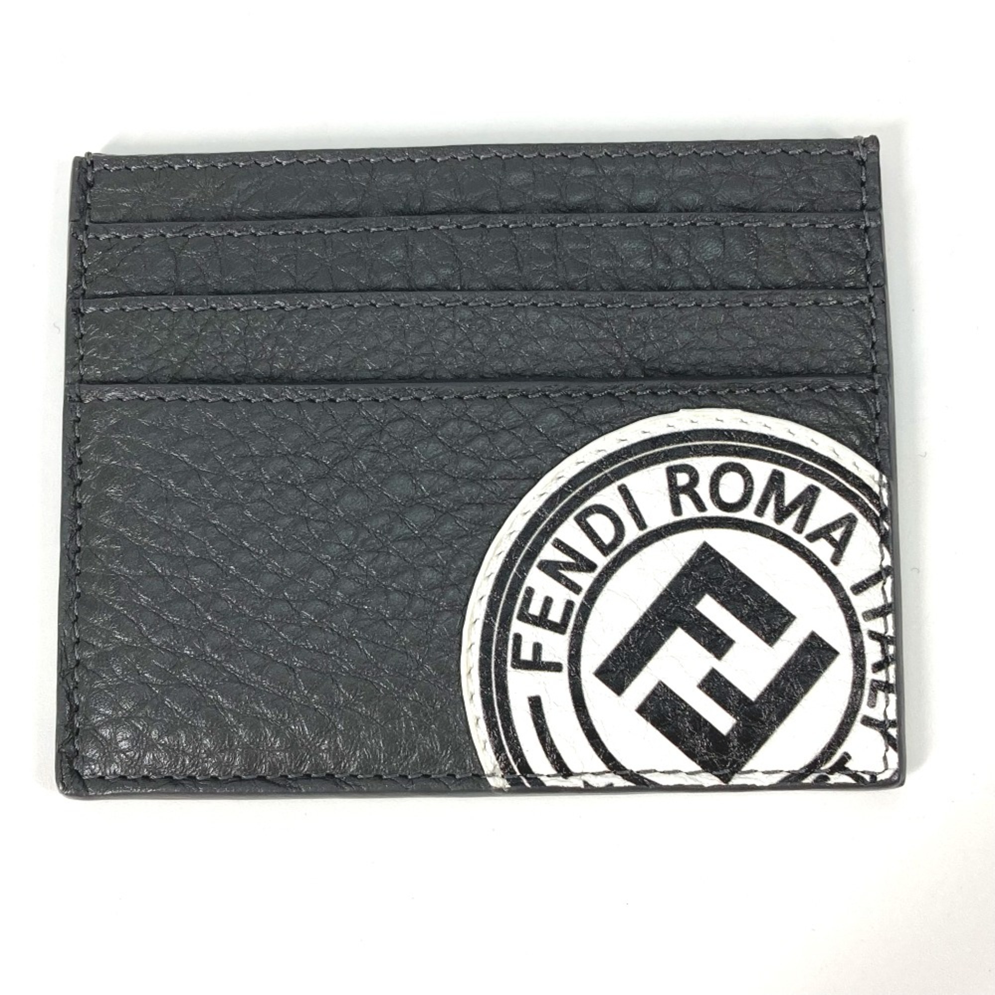 Fendi 7M0164 Logo Bicolor Pass case Card Case Gray Based White