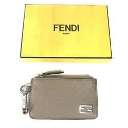 Fendi 7M0343 Bicolor Card Case Coin Compartment Wallet Fragment Case coin purse Beige Red