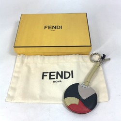 Fendi 7AR455 Key Holder Key Ring Small Accessories Bag Charm Black x Red x Beige