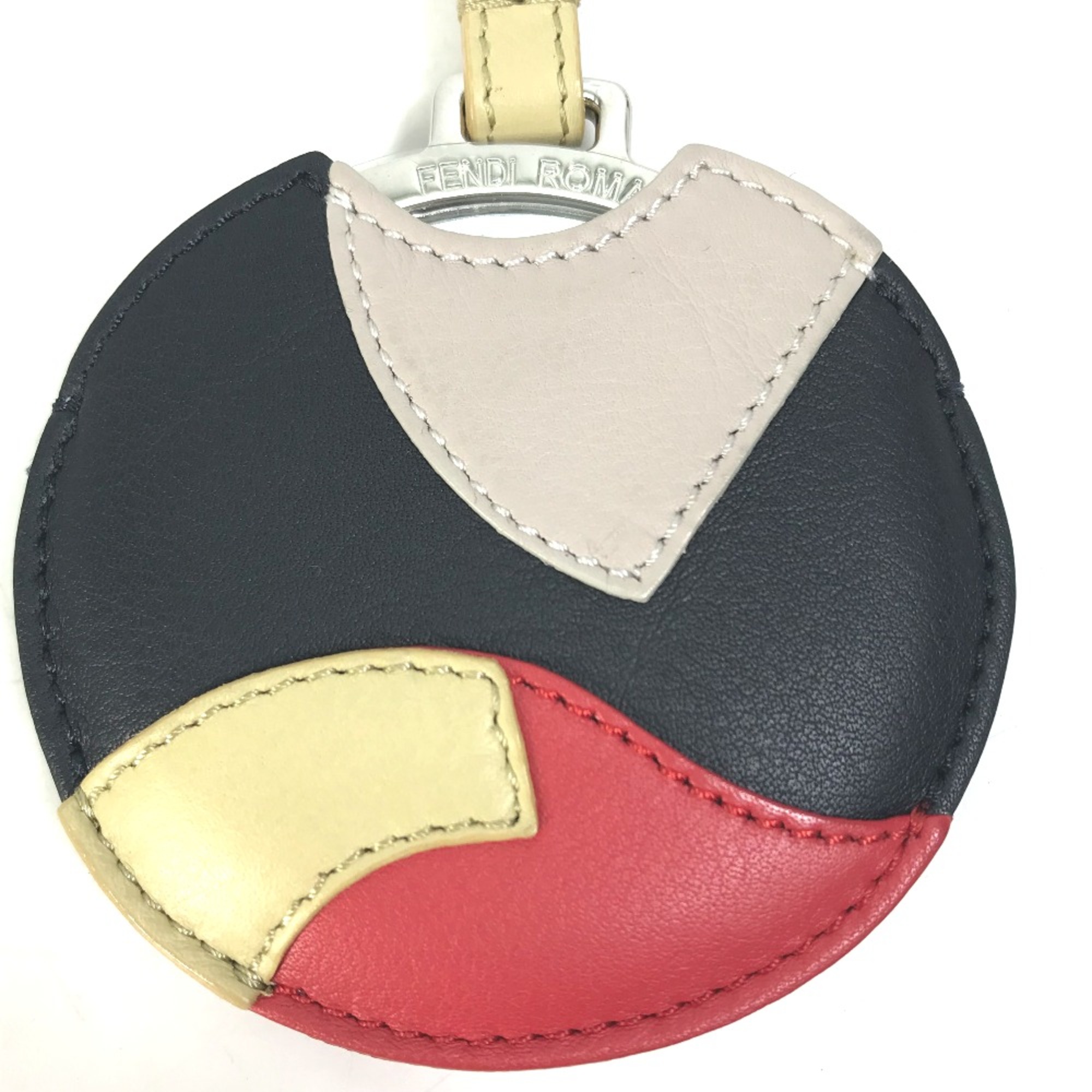 Fendi 7AR455 Key Holder Key Ring Small Accessories Bag Charm Black x Red x Beige